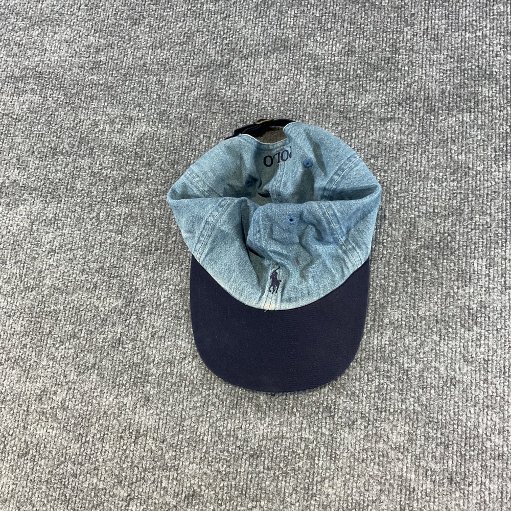 Polo Ralph Lauren Vintage Denim Baseball Cap Navy Blue Two Tone Strapback Hat
